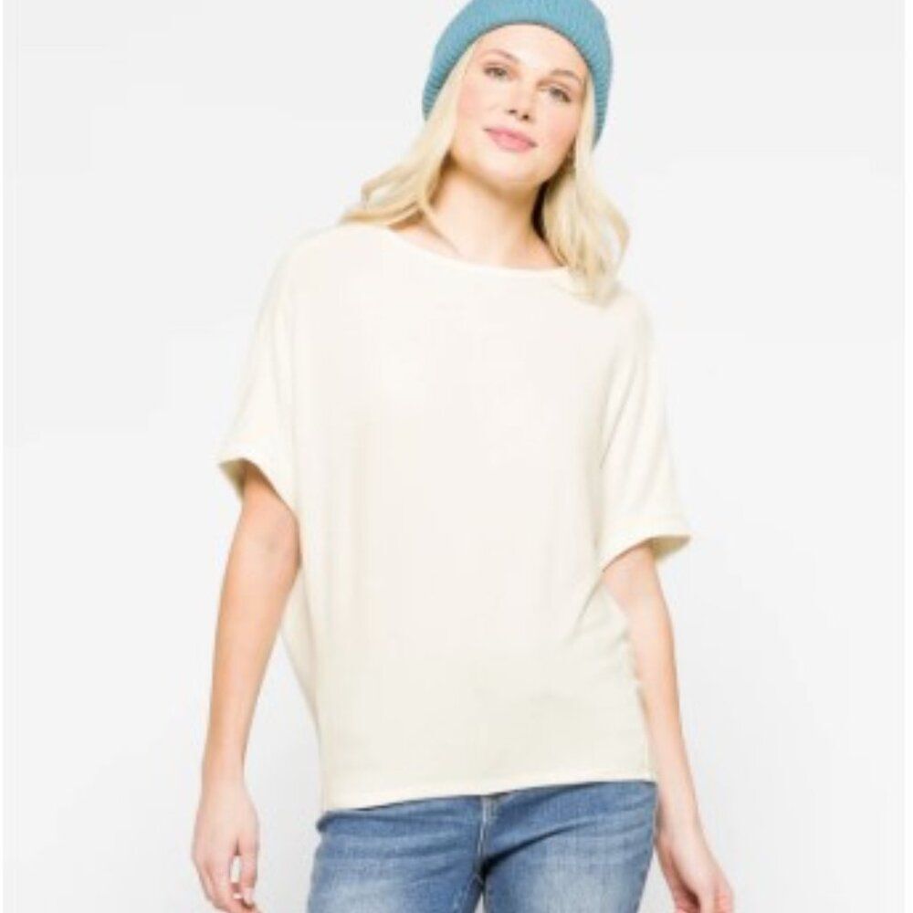NWT Michael Stars Verna Dolman Sleeve Knit Top Womens XL Chalk Madison Jersey